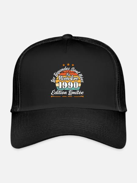 Les Légendes Sont Nées En Novembre 1990 - Casquette trucker  - noir/noir - Devant