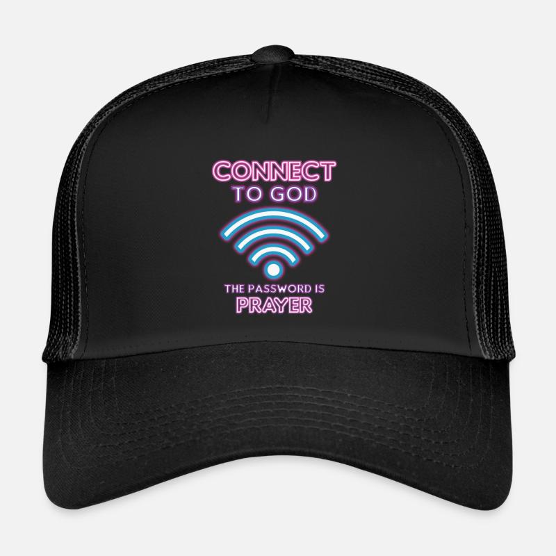 Connecté à Dieu, mot de passe, prière. Casquette trucker 