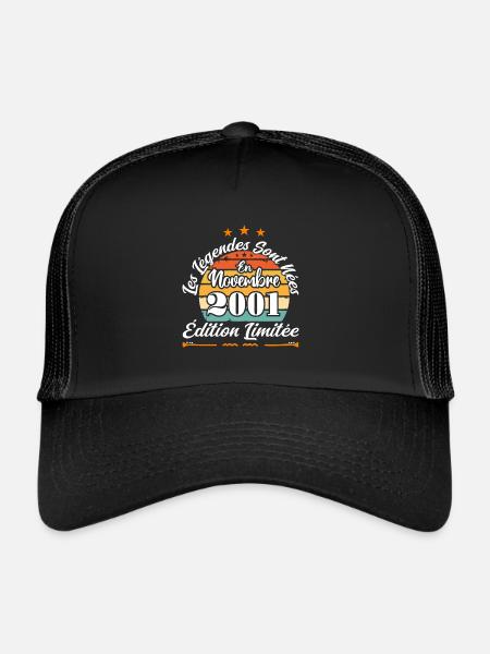 Les Légendes Sont Nées En Novembre 2001 - Casquette trucker  - noir/noir - Devant