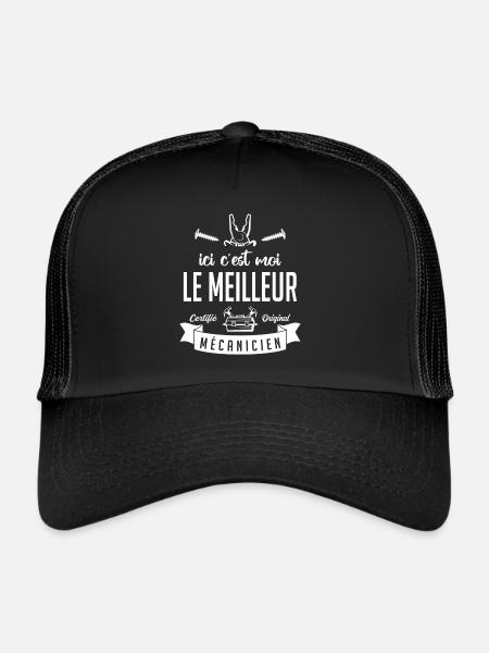 Ici c'est moi le Meilleur mécanicien - Casquette trucker  - noir/noir - Devant