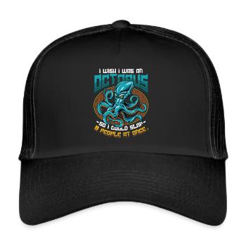 slap 8 people at once octopi funny octopus - Trucker Cap - black/black - Front