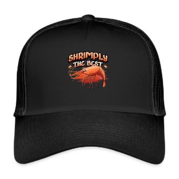 Shrimply Die Besten Meeresfrüchte Essen Shrimps - Trucker Cap - Schwarz/Schwarz - Vorne