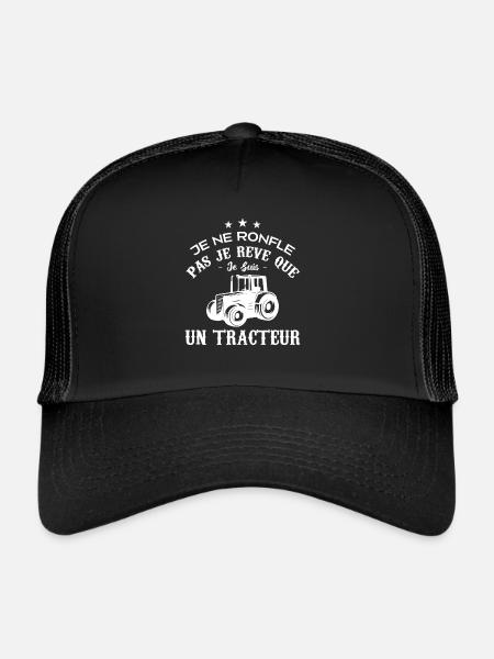 Je ne ronfle pas je rêve que je suis un tracteur - Casquette trucker  - noir/noir - Devant