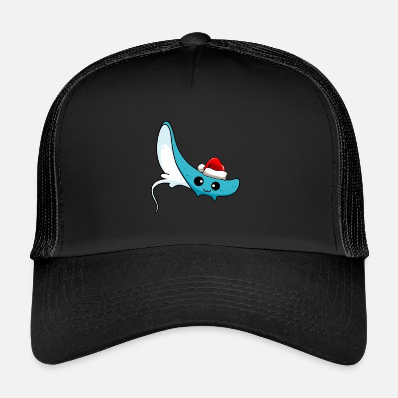 Rochen Comic Weihnachten - Trucker Cap - Schwarz/Schwarz