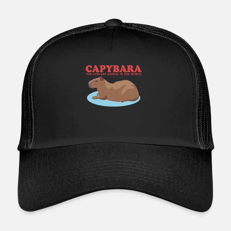 Capybara Capybaras Wasserschwein Geschenk - Trucker Cap - Schwarz/Schwarz