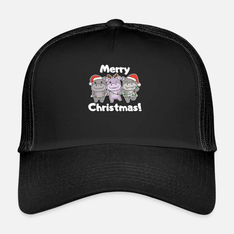 Hippopotames de Noël Animaux Mignons Hippopotames Joyeux Noël Casquette trucker 