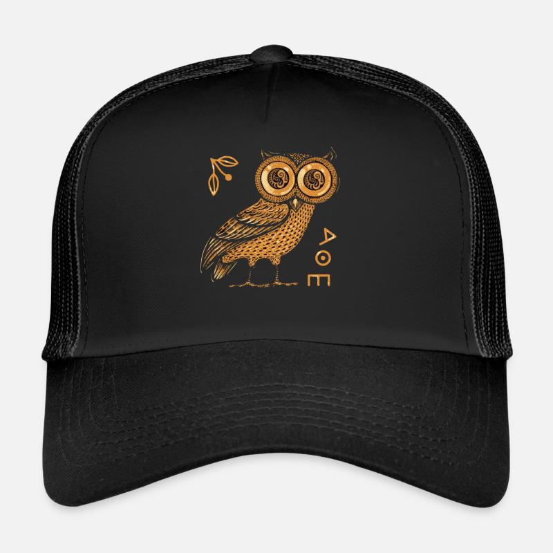 Eule Der Athene, Griechische Mythologie - Trucker Cap - Schwarz/Schwarz