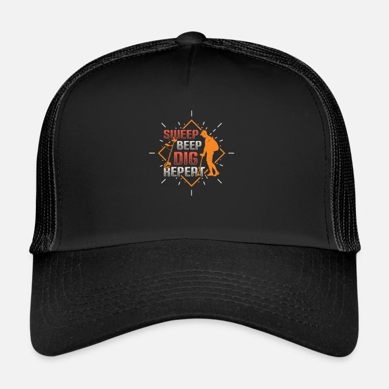 Sweep Beep Dig Repeat Treasure Hunt Metal Trucker Cap