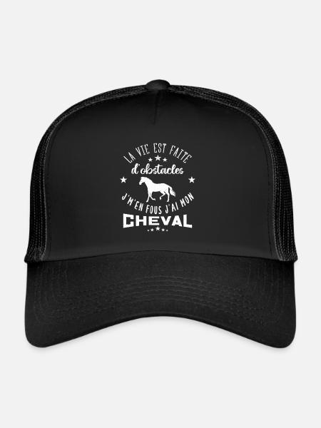 cheval équitation la vie est faite d'obstacles - Casquette trucker  - noir/noir - Devant
