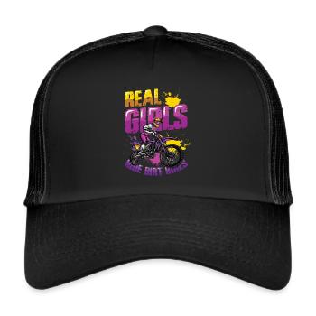 Les vraies filles conduisent des motos hors route, motocross féminin - Casquette trucker  - noir/noir - Devant