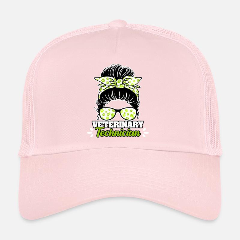 Veterinary Technician Messy Bun Trucker Cap