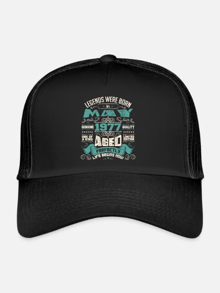 Legends were born in May 1977 | Limited Edition - Casquette trucker  - noir/noir - Devant
