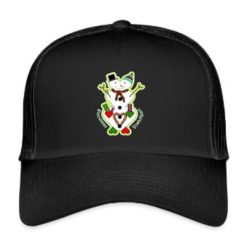 YoshiHeart Snowman - Cœur bonhomme de neige - Noël - Casquette trucker  - noir/noir - Devant