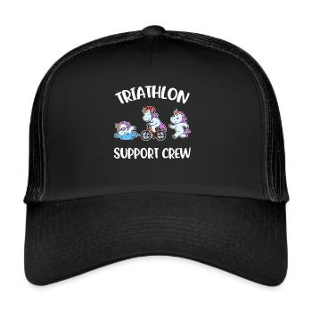 Triathlon Support Crew Triathlon Geschenk - Trucker Cap - Schwarz/Schwarz - Vorne