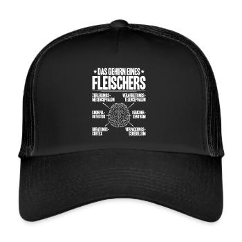 Fleischer Metzger Fleischerei Metzgerei Butcher - Trucker Cap - Schwarz/Schwarz - Vorne