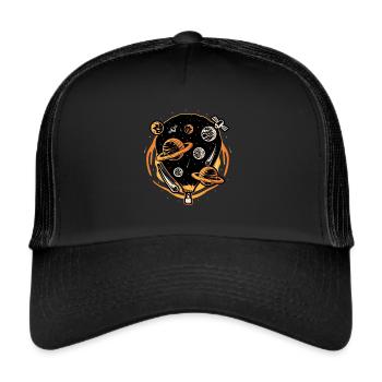 Hot Air Balloon in Space - Trucker Cap - black/black - Front