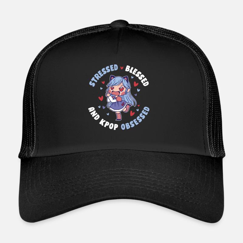 Stressed And Kpop Obsessed Kpop Gift Trucker Cap