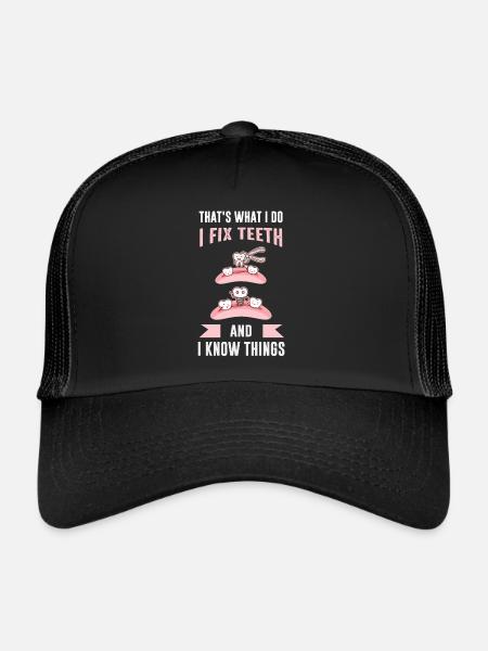 Dentiste, parodontiste - Casquette trucker  - noir/noir - Devant