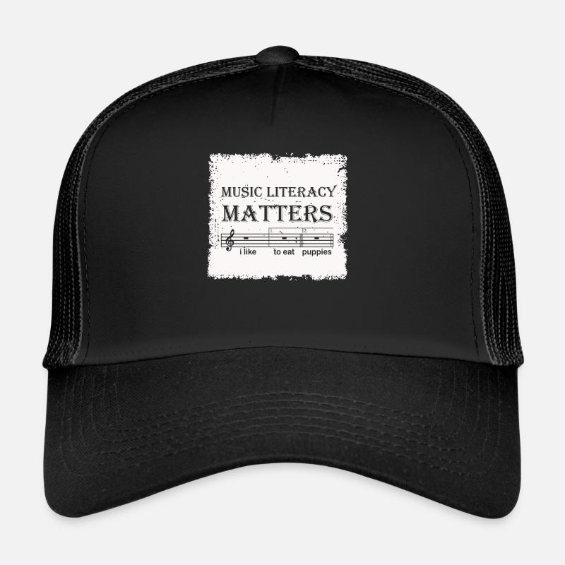 La littératie musicale compte, j’aime manger des chiots Casquette trucker 