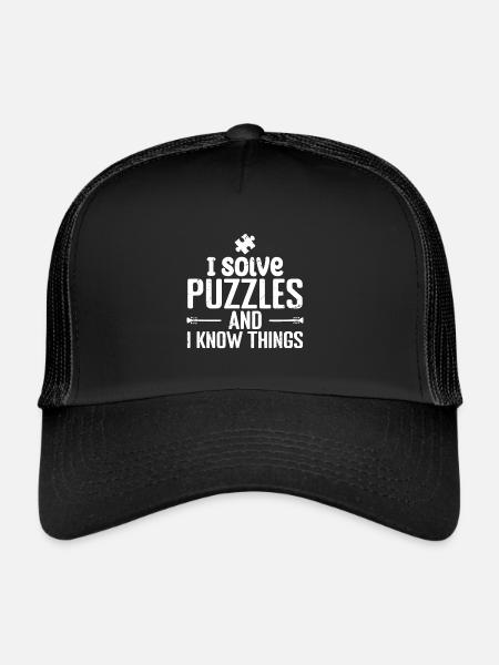 I solve Puzzles and I Know Things - Casquette trucker  - noir/noir - Devant