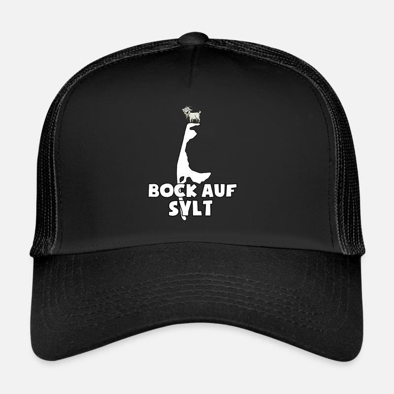 Bock auf Sylt - Insel Spruch - Wortspiel - Trucker Cap - Schwarz/Schwarz