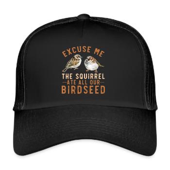 Problème d’écureuil de jardin de la mangeoire à oiseaux moineaux - Casquette trucker  - noir/noir - Devant