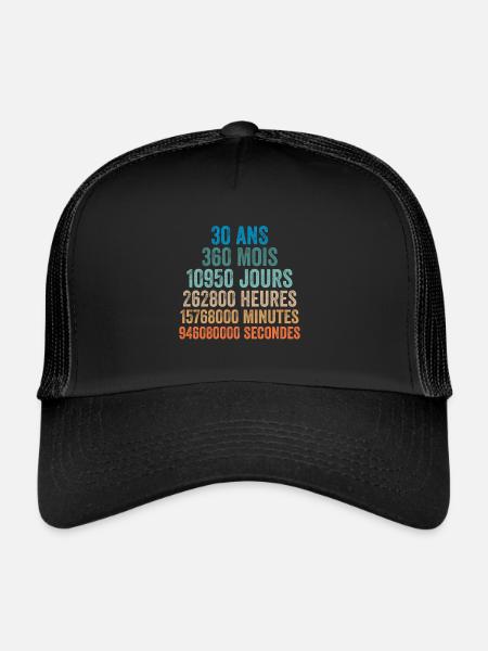 30 Ans Anniversaire - cadeau d'anniversaire - Casquette trucker - noir/noir