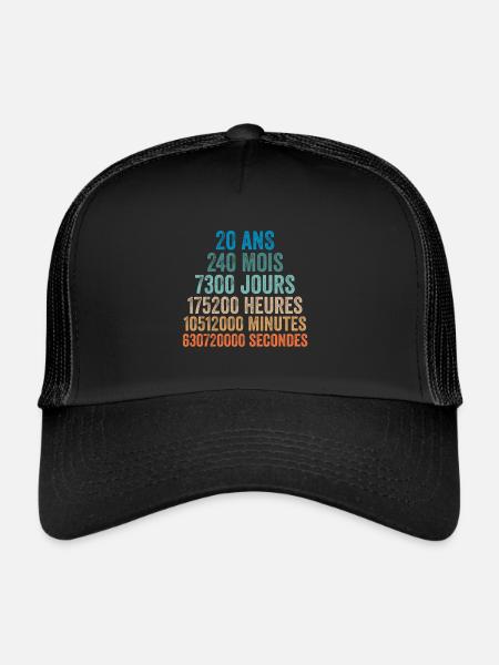 20 Ans Anniversaire - cadeau d'anniversaire - Casquette trucker  - noir/noir - Devant