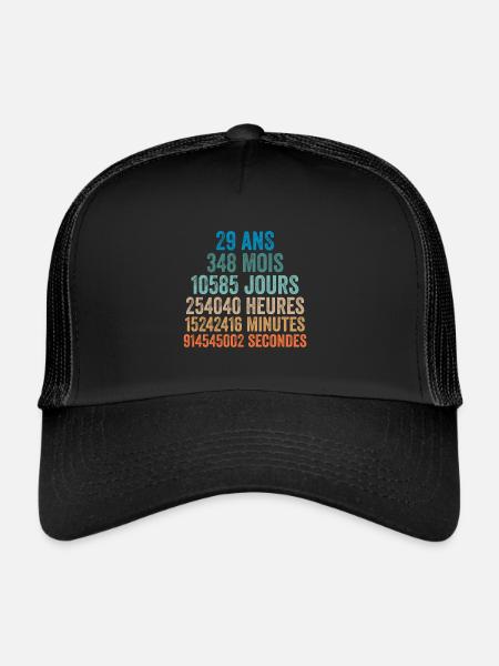 29 Ans Anniversaire - cadeau d'anniversaire - Casquette trucker  - noir/noir - Devant