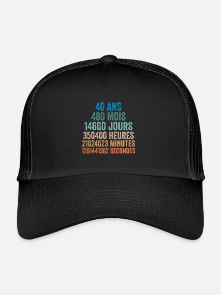 40 Ans Anniversaire - cadeau d'anniversaire - Casquette trucker  - noir/noir - Devant
