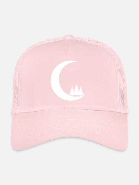 Crescent Moon - Trees - - Trucker Cap - pale pink - Front