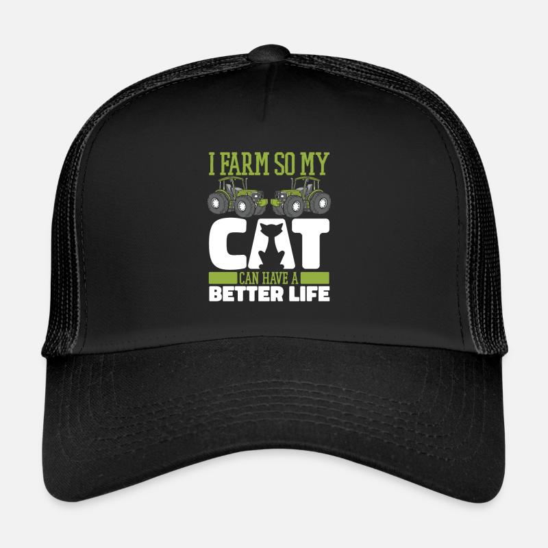 Bauer Landwirt Katze - Trucker Cap - Schwarz/Schwarz