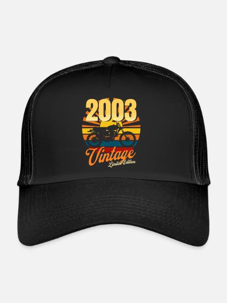 Motorcycle born in 2003 anniversary 20 years biker - Trucker Cap - black/black - Front