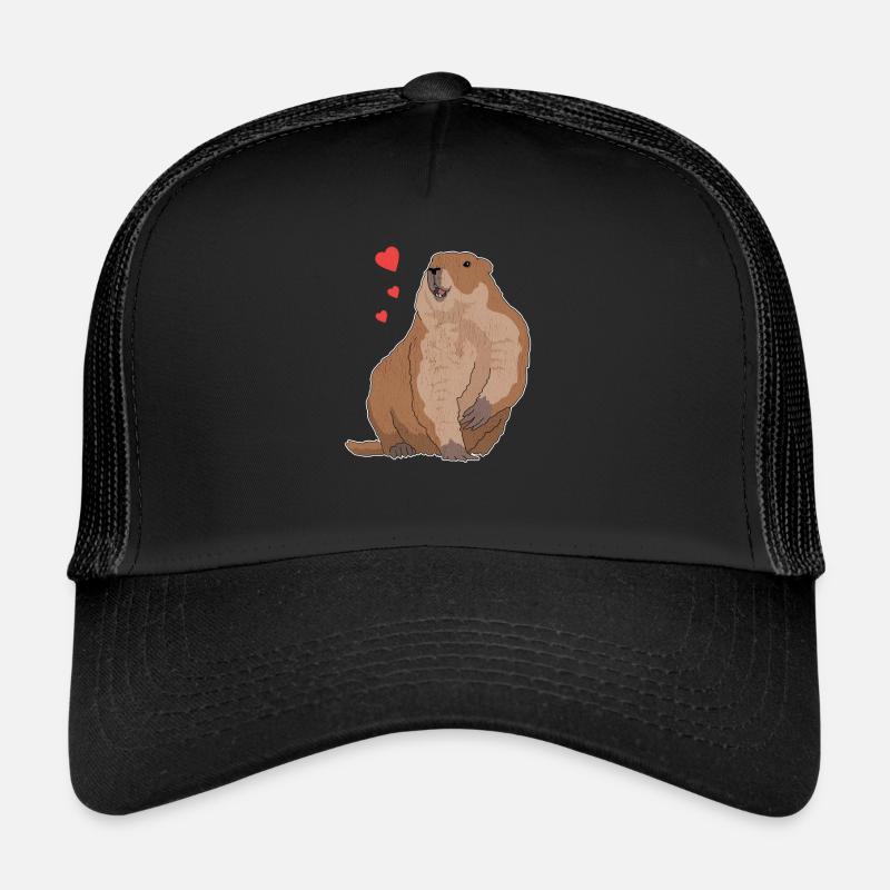 Murmeltiere Groundhog Munggen Mankai Geschenk - Trucker Cap - Schwarz/Schwarz