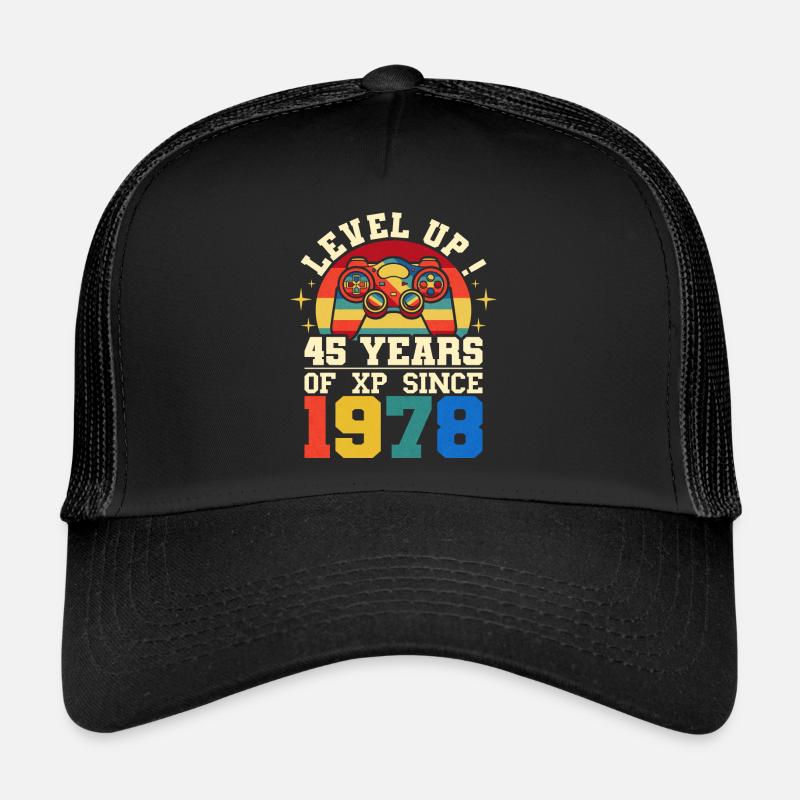 Level 45 1978 Birthday Gamer 45 years Trucker Cap