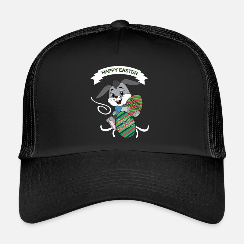 HAPPY EASTER, Easter , Coloured Easter Eggs - Trucker Cap - black/black