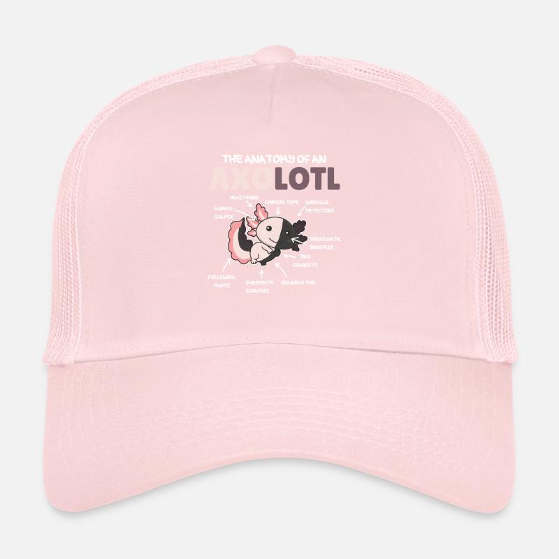 Explication de l’axolotl Anatomie d’un axolotl chimère Casquette trucker 
