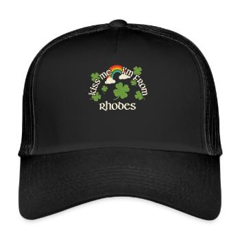 Küss mich - St. Patricks Day Rhodes - Trucker Cap - Schwarz/Schwarz - Vorne