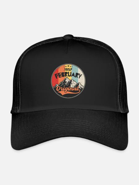 Février Né en 1957 | Cadeau D'anniversaire - Casquette trucker  - noir/noir - Devant
