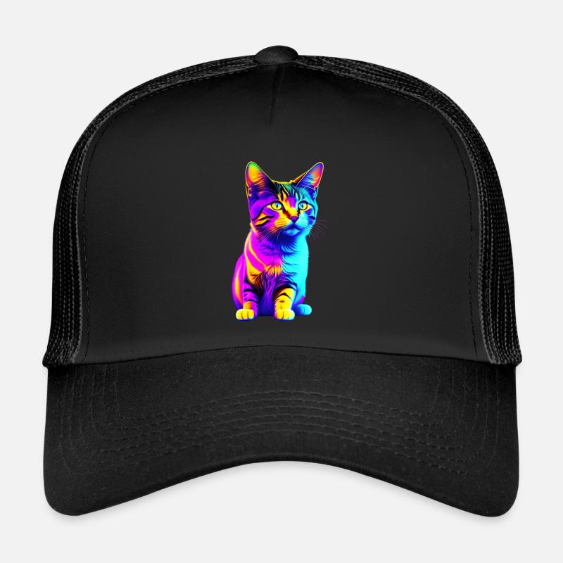 Colorful Rainbow Kitten - Trucker Cap - black/black