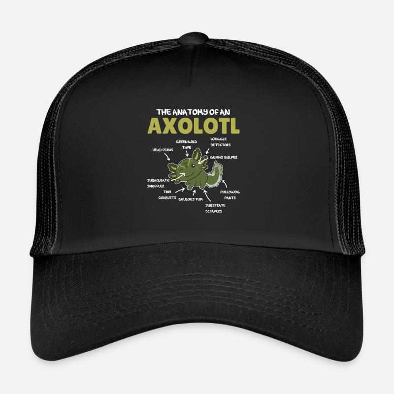 Axolotl Explication Anatomie d’un Axolotl Casquette trucker 