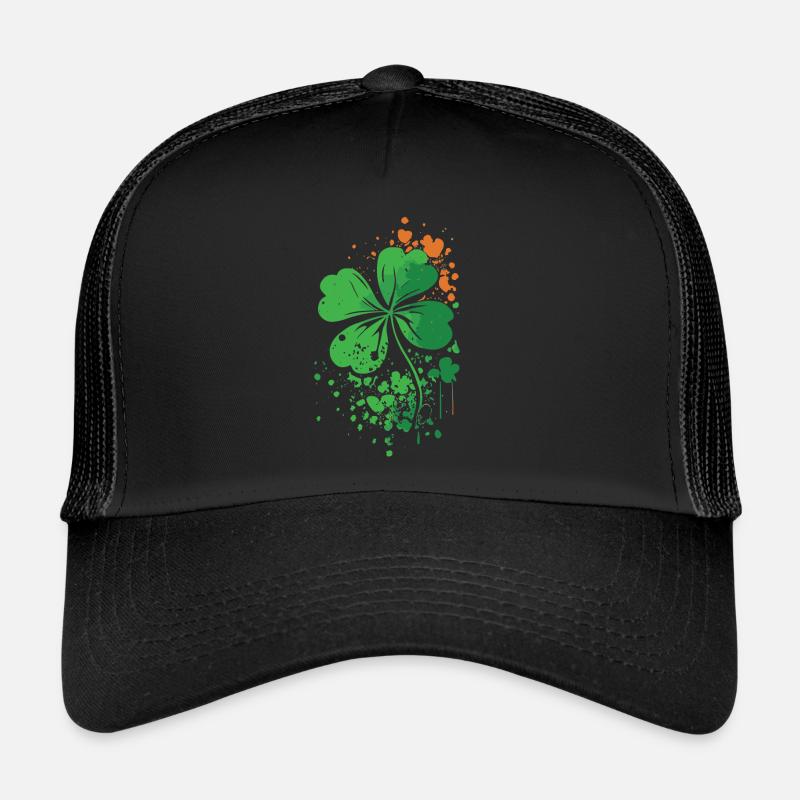 4 Leaf Clover St. Patrick's Day Paint Splatter Trucker Cap