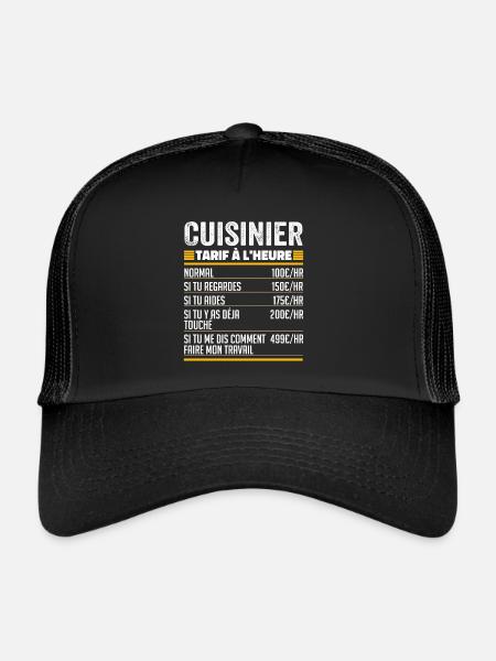 Cuisinier Idée Cadeau Humour pour Cuisinier - Casquette trucker  - noir/noir - Devant