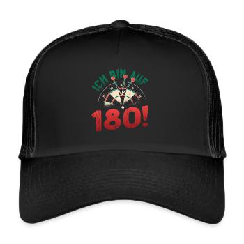 Ich Bin Auf 180, Dartspieler - Trucker Cap - Schwarz/Schwarz - Vorne