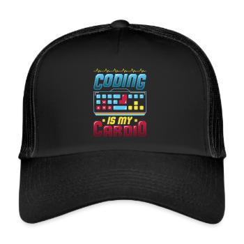 Kodierung Ist Meine Kardio, Code Programmierer - Trucker Cap - Schwarz/Schwarz - Vorne