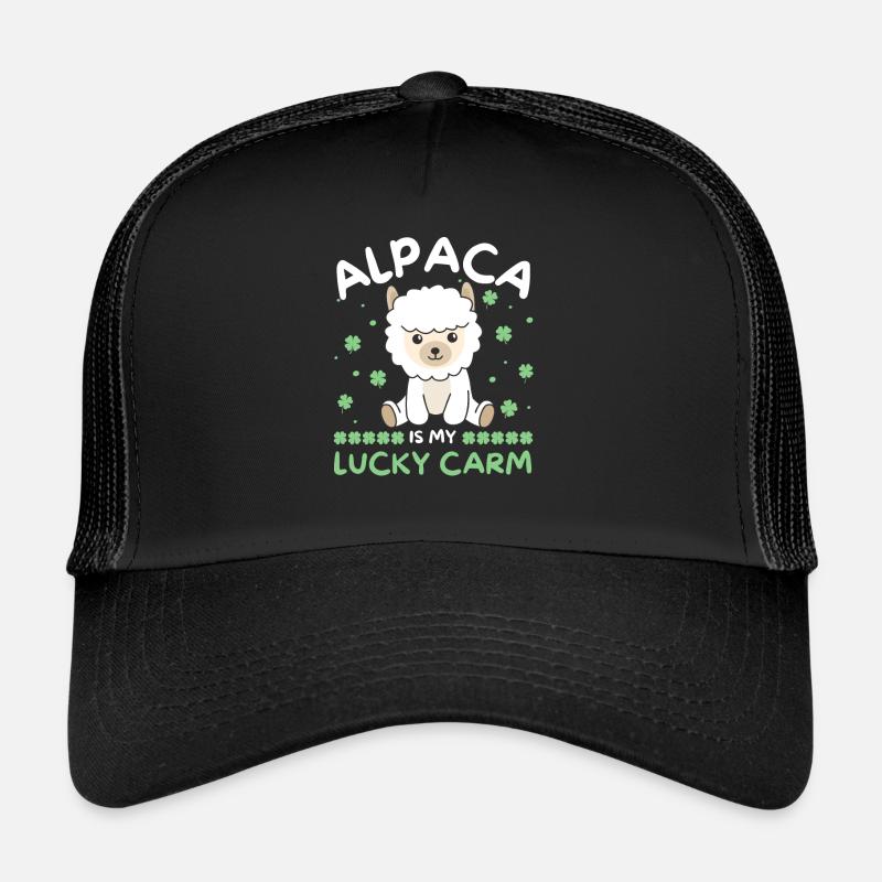 Alpaka is my lucky carm Kleeblatt St Patricks Day - Trucker Cap - Schwarz/Schwarz