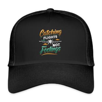 Voler au lieu de ressentir, flyer accro aux voyages - Casquette trucker  - noir/noir - Devant