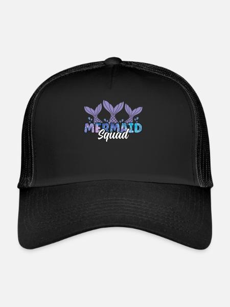 Mermaid Squad Famille Mignonne Matching Sirène - Casquette trucker  - noir/noir - Devant