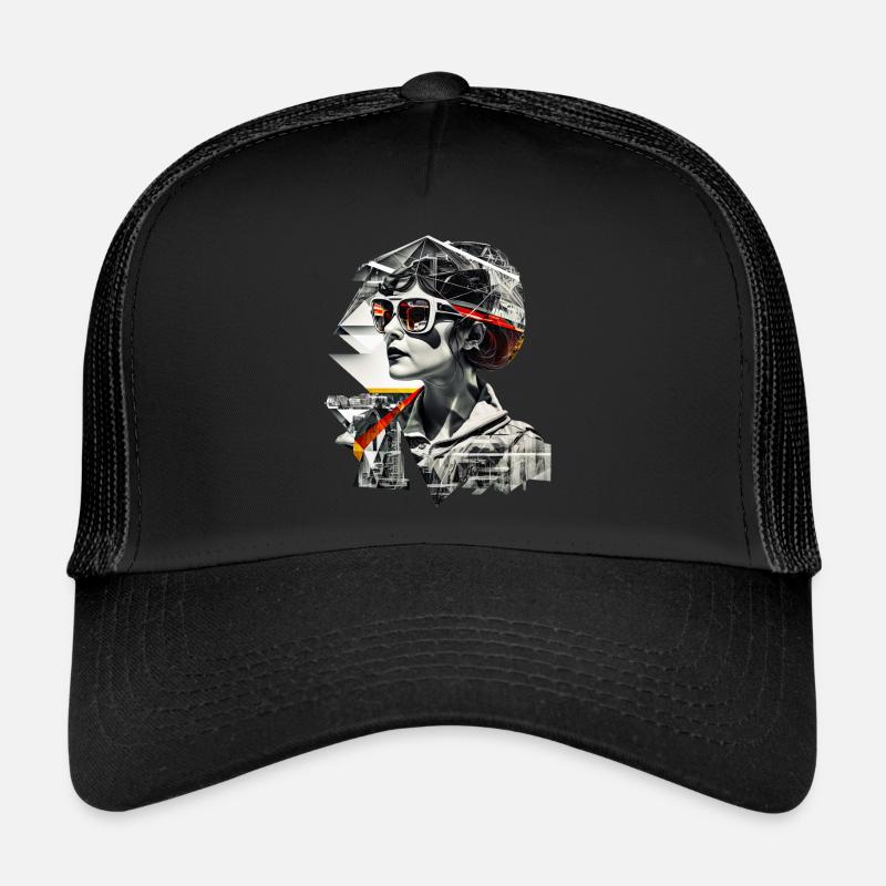 Retro Flash No47 - Trucker Cap - Schwarz/Schwarz