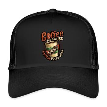 Café d’abord, détruire plus tard, caféine - Casquette trucker  - noir/noir - Devant